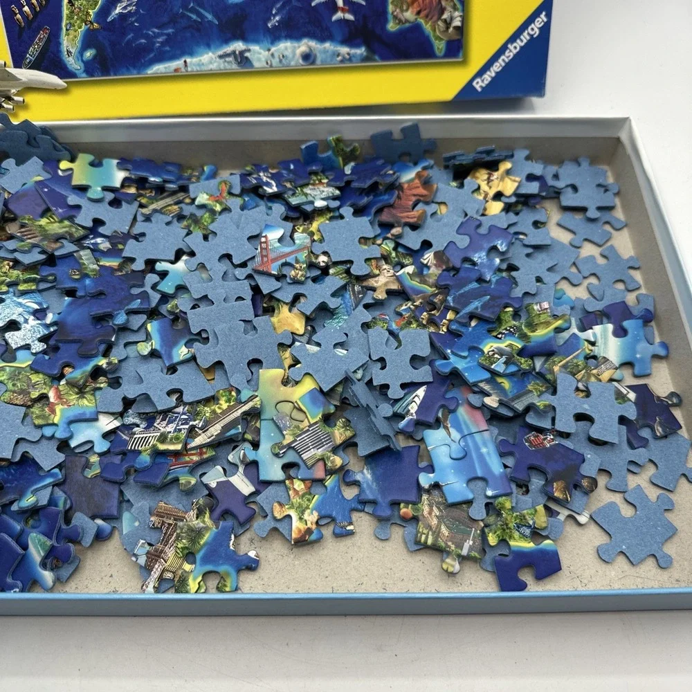 Ravensburger World Landmarks Map 300‎ Piece XXL Puzzle Used